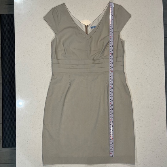 ANTONIO MELANI Ladies Dress Size 14 Cream Tan Beige White Pin Stripe - Picture 7 of 7